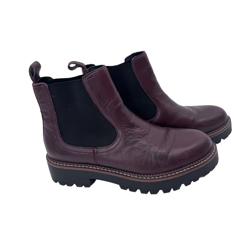Caslon‎ Laguna Chelsea Boots Womens 6 Burgundy Leather Lug Sole Water-Resistant